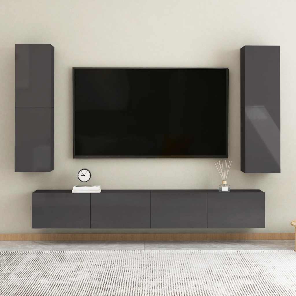 TV-Schrank Hochglanz-Grau 30,5x30x110 cm Holzwerkstoff