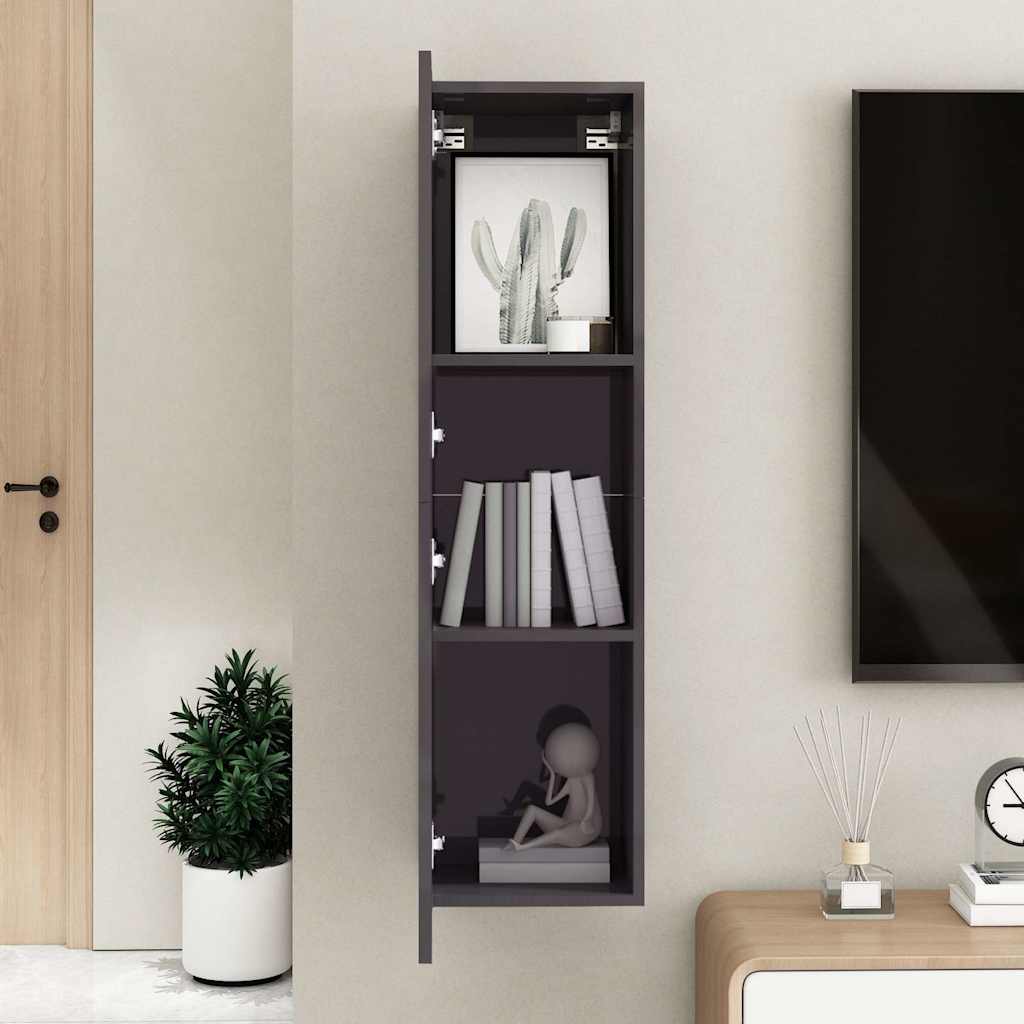 TV-Schrank Hochglanz-Grau 30,5x30x110 cm Holzwerkstoff