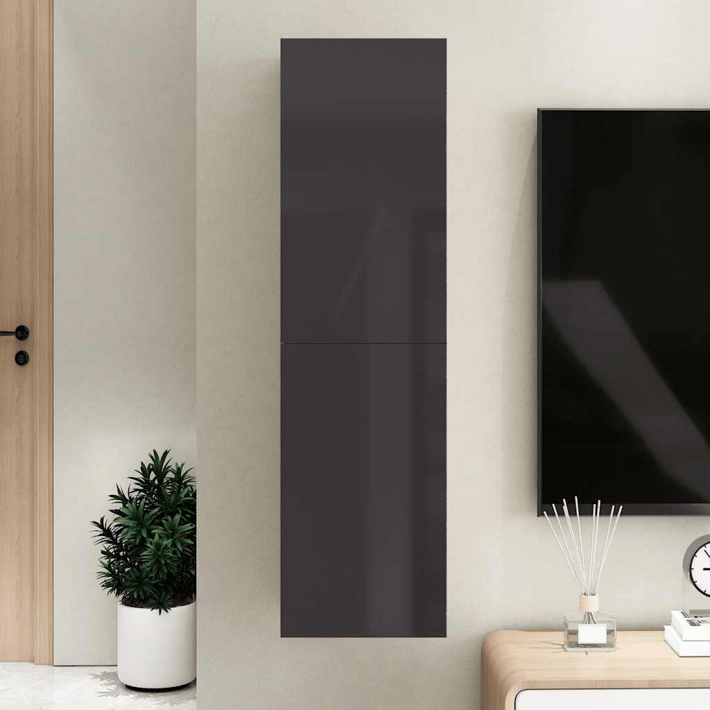 TV-Schrank Hochglanz-Grau 30,5x30x110 cm Holzwerkstoff