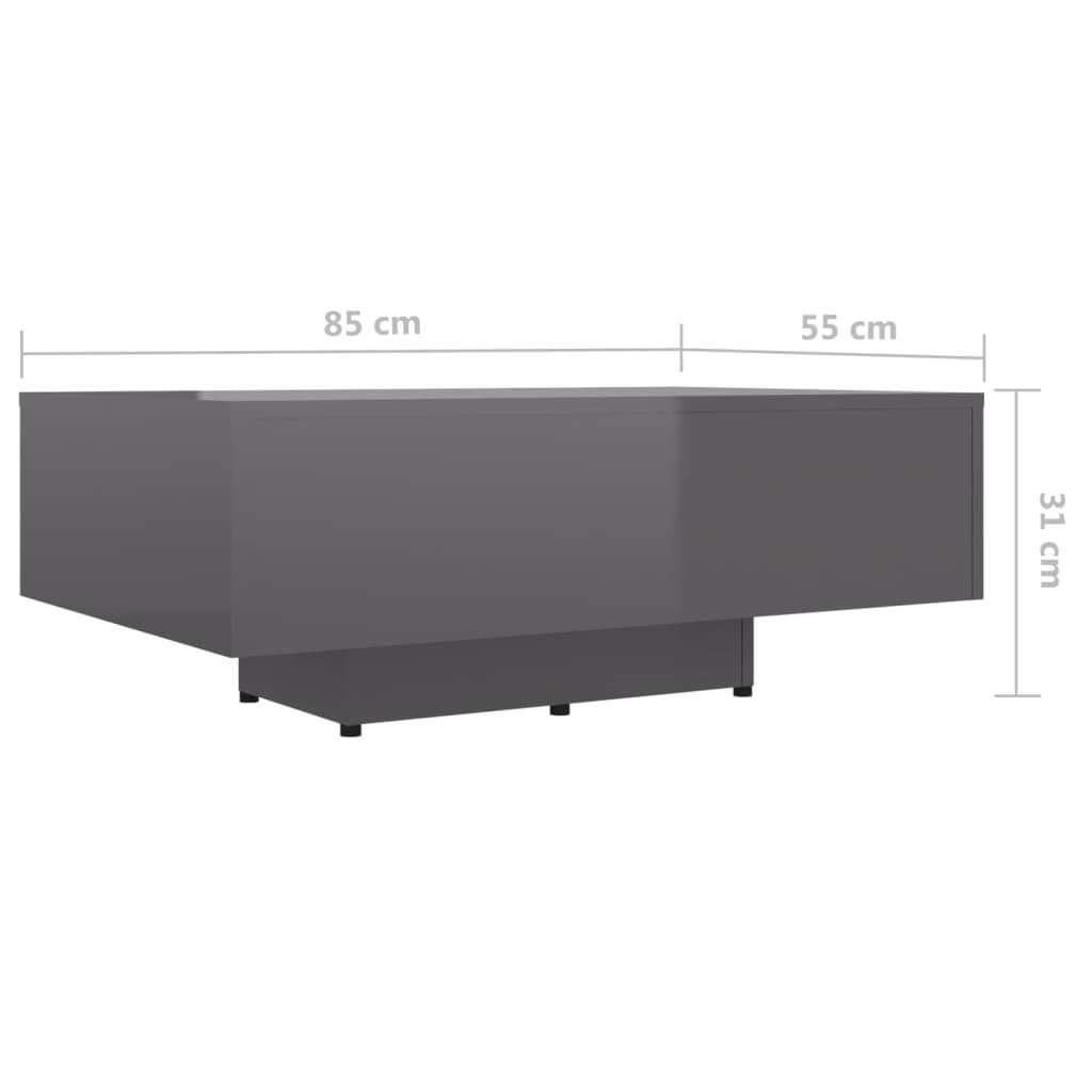 Couchtisch Hochglanz-Grau 85x55x31 cm Holzwerkstoff