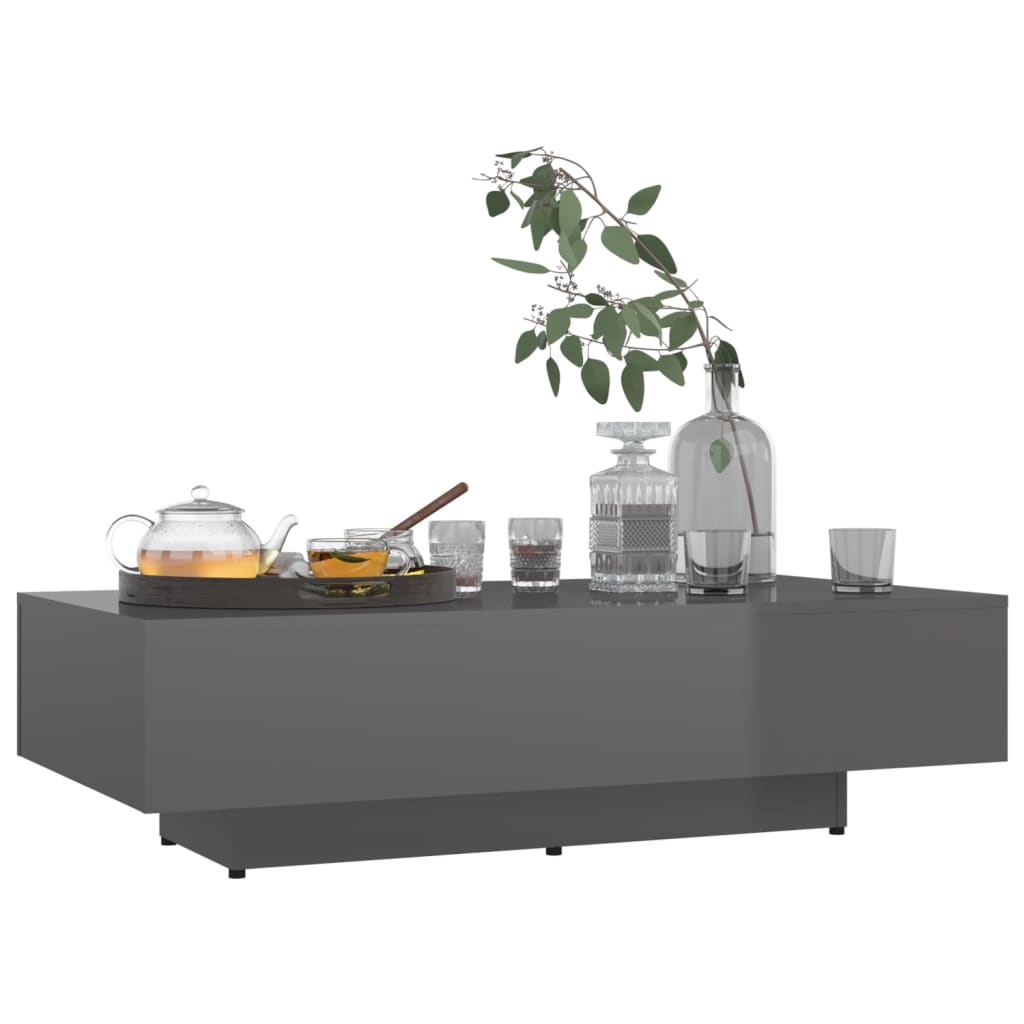 Couchtisch Hochglanz-Grau 115x60x31 cm Holzwerkstoff