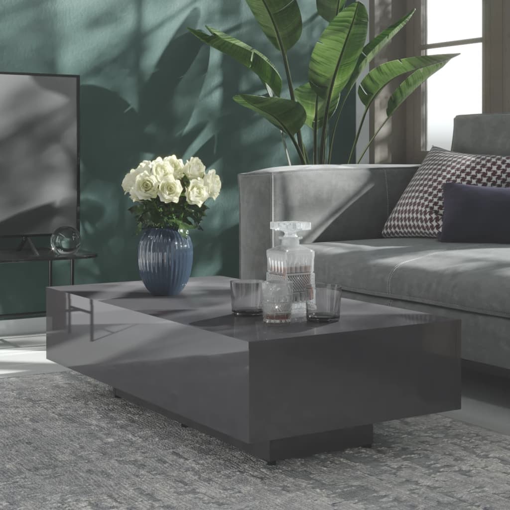 Couchtisch Hochglanz-Grau 115x60x31 cm Holzwerkstoff