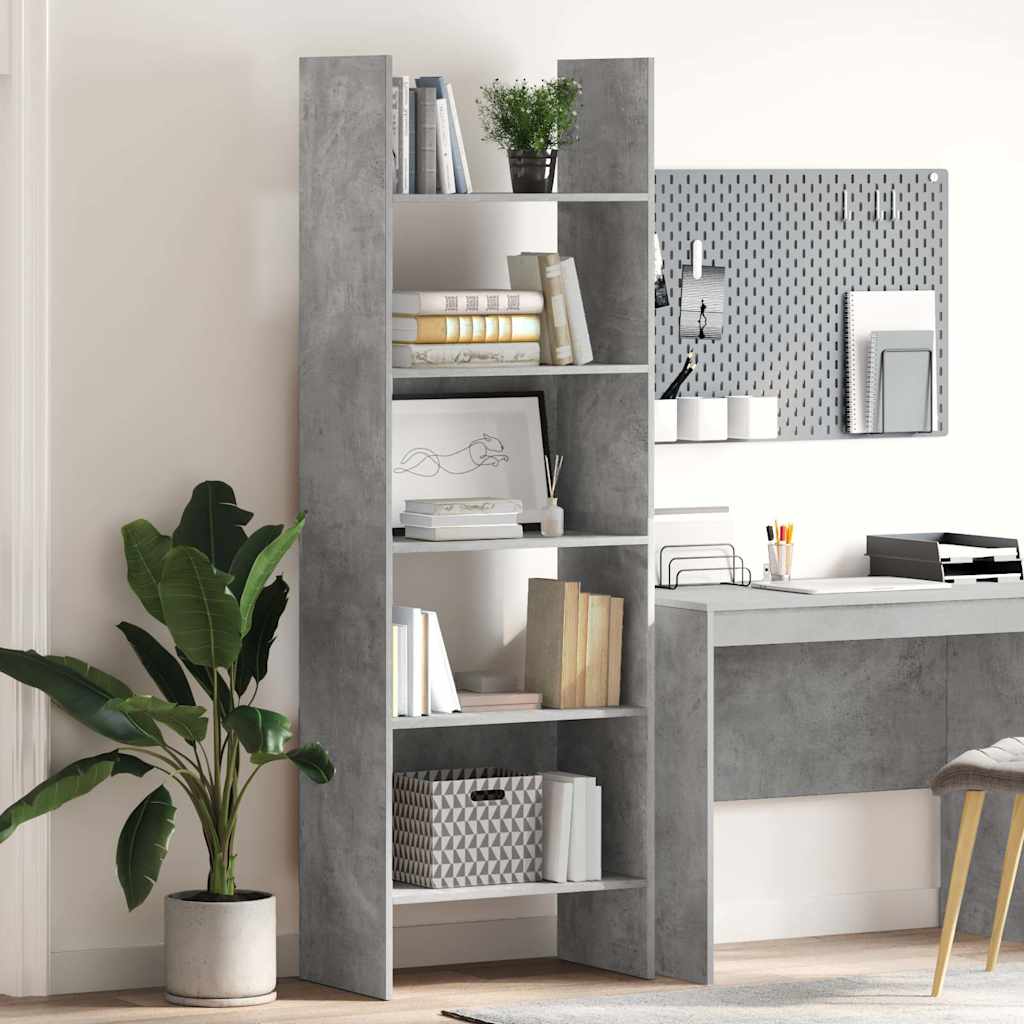 Bücherregal Betongrau 60x35x180 cm Holzwerkstoff