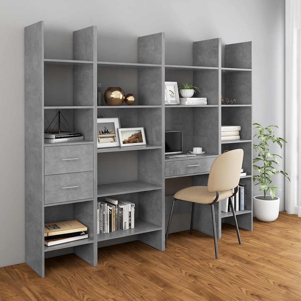 Bücherregal Betongrau 40x35x180 cm Holzwerkstoff