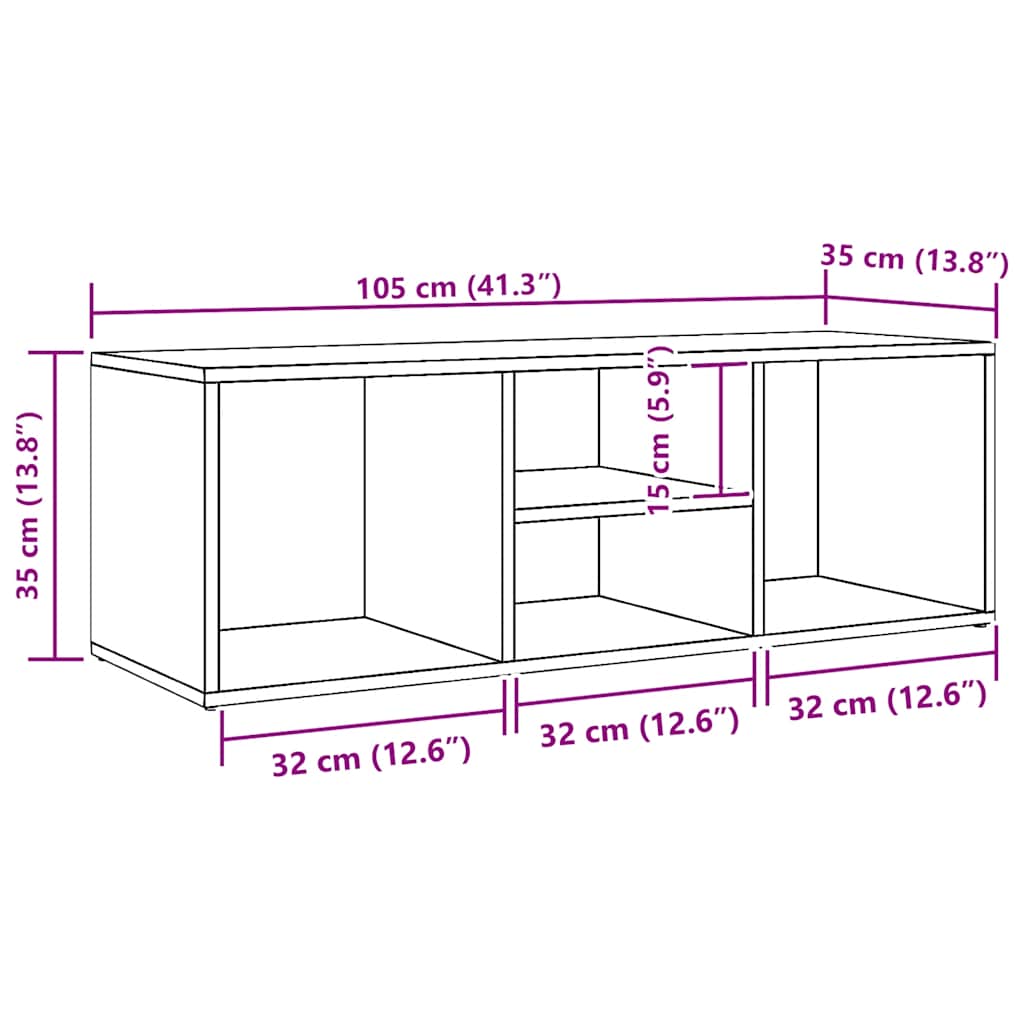 Schuhbank Betongrau 105x35x35 cm Holzwerkstoff