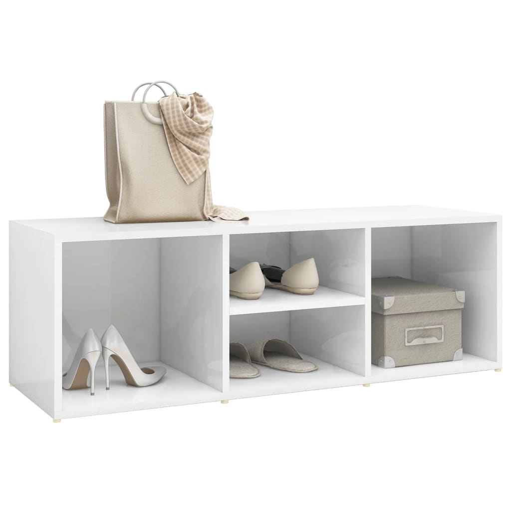 Schuhbank Hochglanz-Weiß 105x35x35 cm Holzwerkstoff