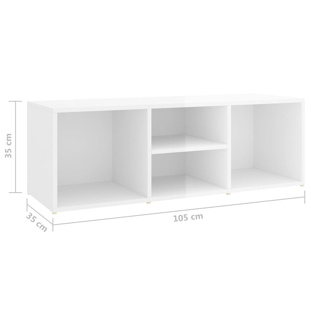 Schuhbank Hochglanz-Weiß 105x35x35 cm Holzwerkstoff