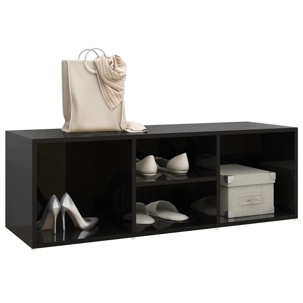 Schuhbank Hochglanz-Schwarz 105x35x35 cm Holzwerkstoff