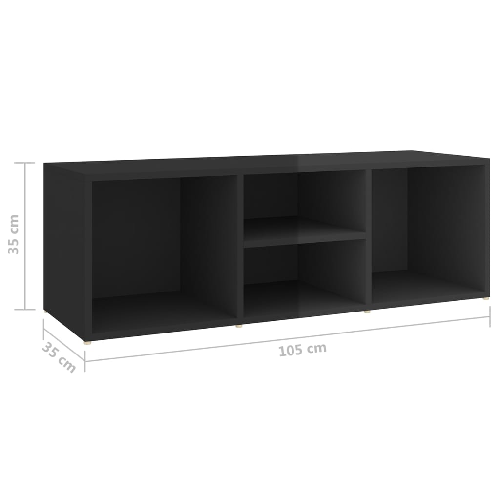Schuhbank Hochglanz-Schwarz 105x35x35 cm Holzwerkstoff