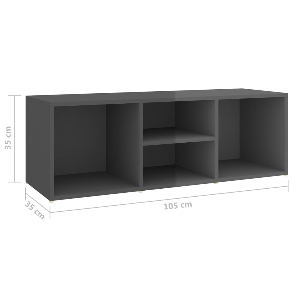 Schuhbank Hochglanz-Grau 105x35x35 cm Holzwerkstoff