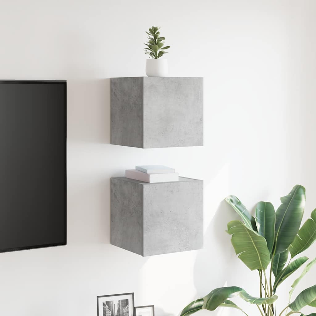 TV-Wandschränke 2 Stk. Betongrau 30,5x30x30 cm