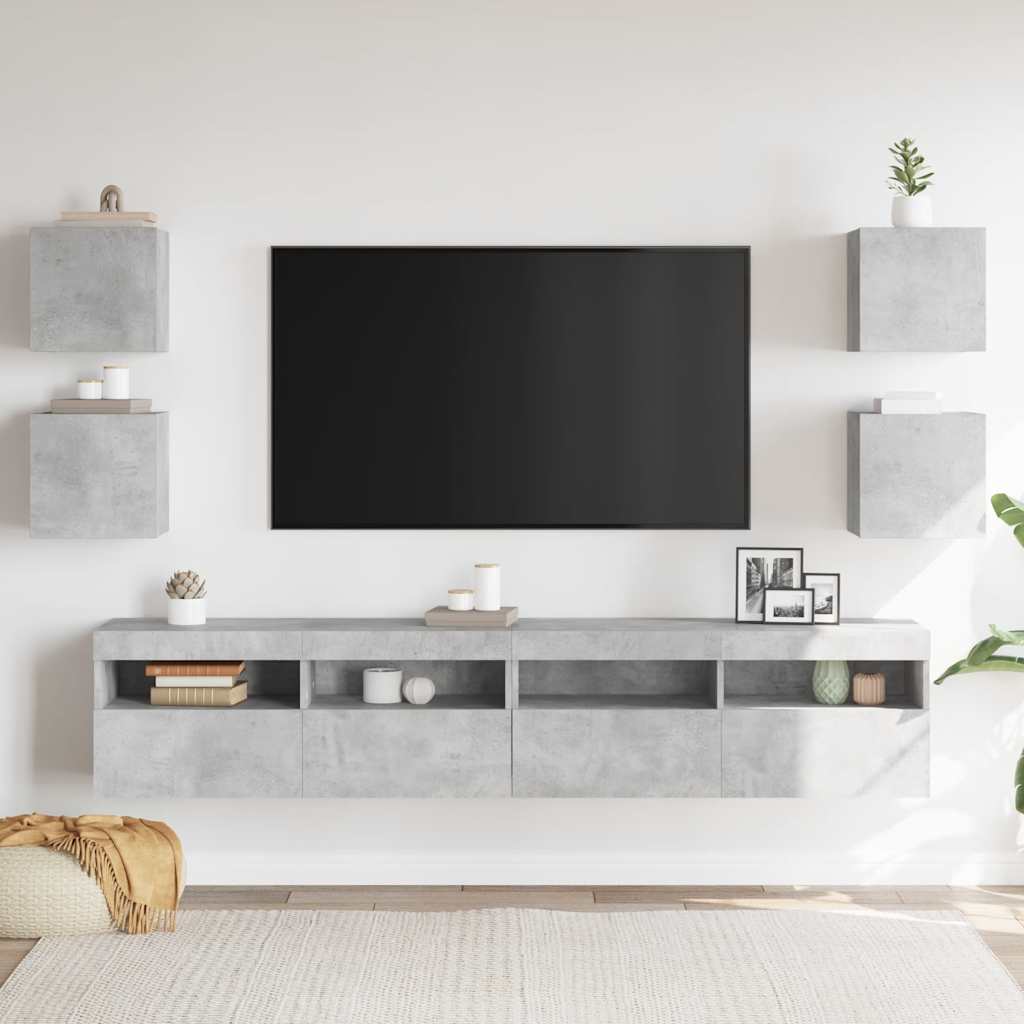 TV-Wandschränke 4 Stk. Betongrau 30,5x30x30 cm