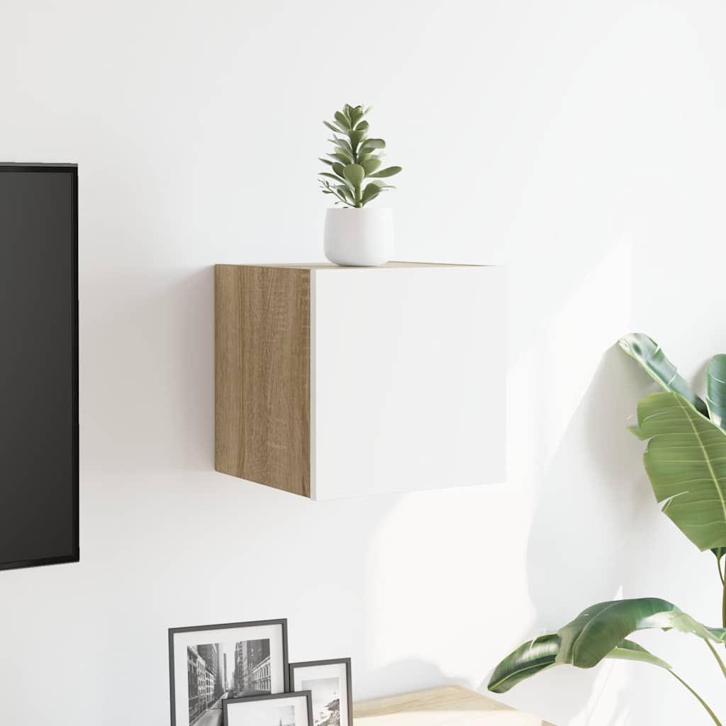 TV-Wandschrank Weiß Sonoma-Eiche 30,5x30x30 cm