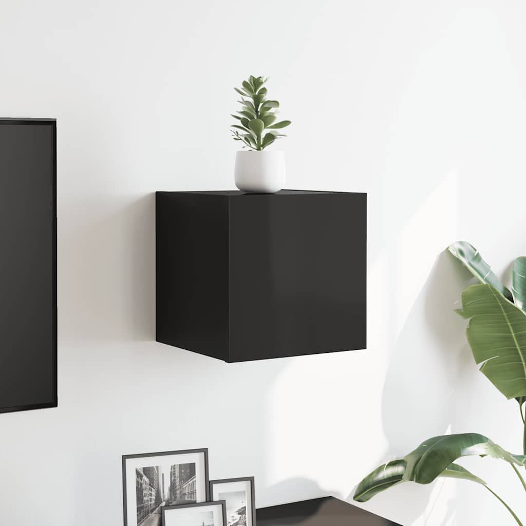 TV-Wandschrank Hochglanz-Schwarz 30,5x30x30 cm