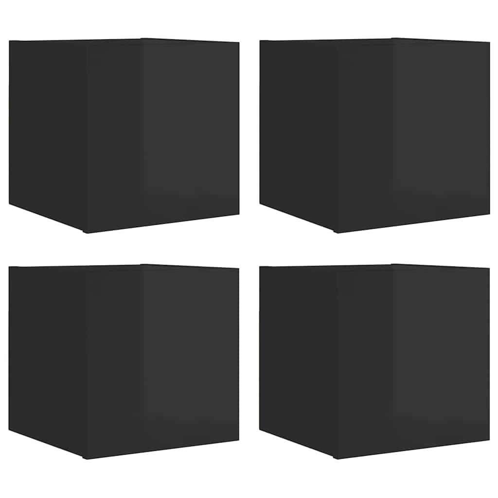TV-Wandschränke 4 Stk. Hochglanz-Schwarz 30,5x30x30 cm