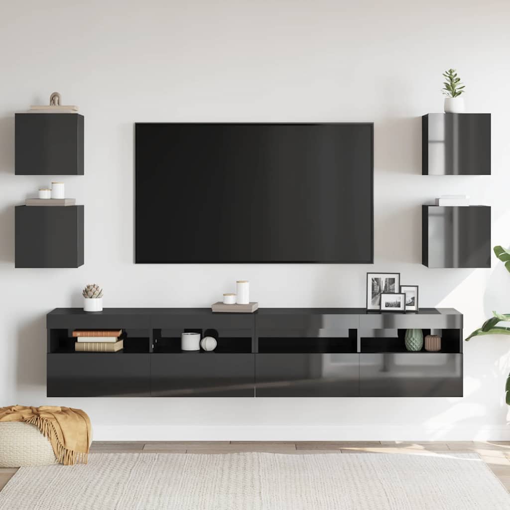 TV-Wandschränke 4 Stk. Hochglanz-Grau 30,5x30x30 cm