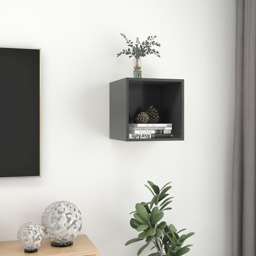 Wandschrank Grau 37x37x37 cm Holzwerkstoff