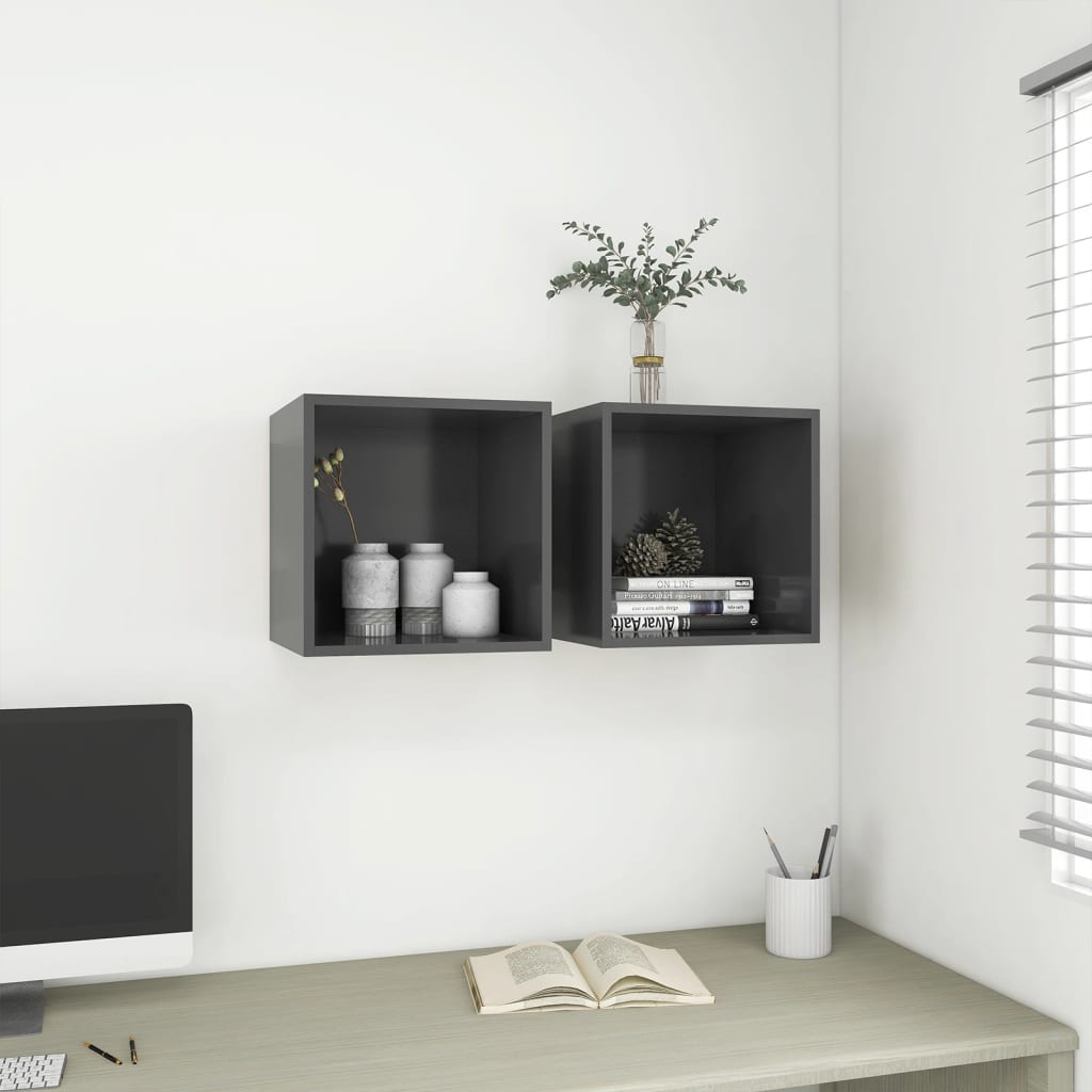 Wandschrank Grau 37x37x37 cm Holzwerkstoff