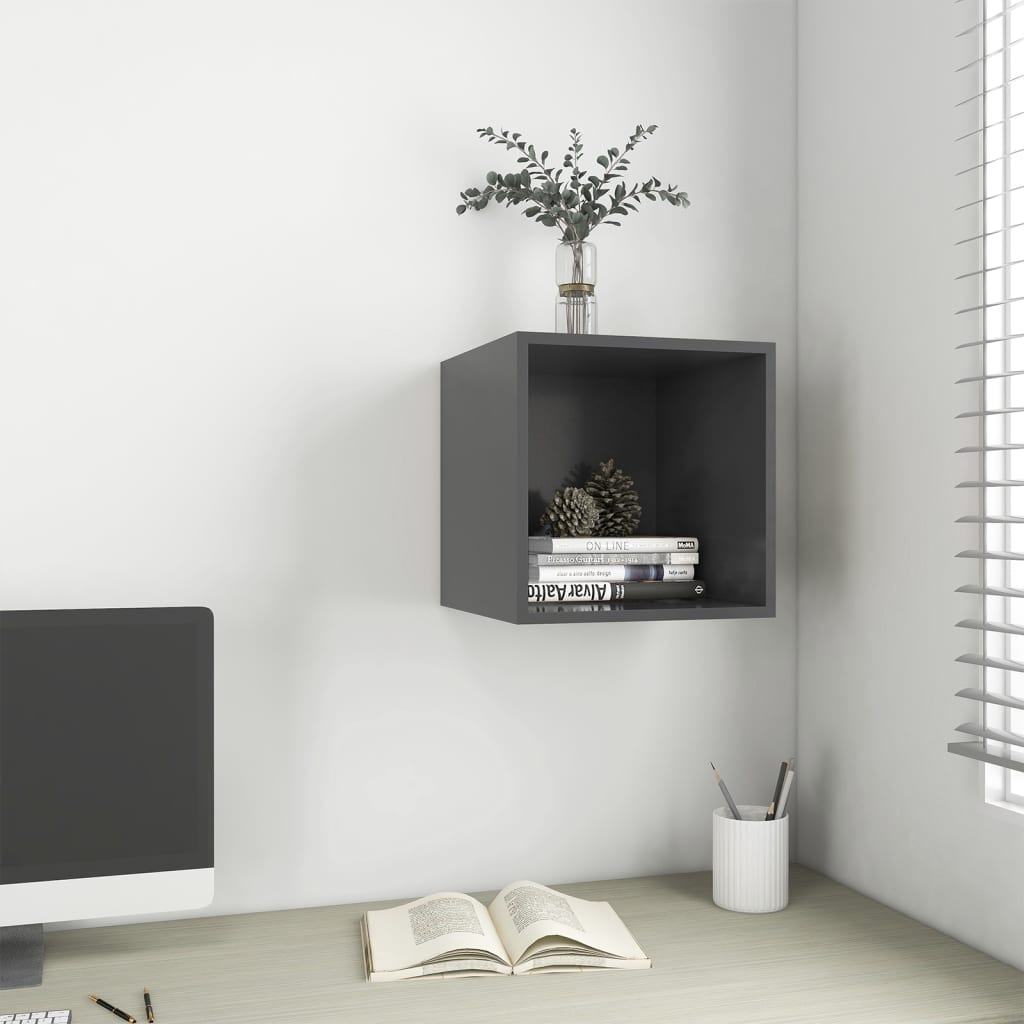 Wandschrank Grau 37x37x37 cm Holzwerkstoff