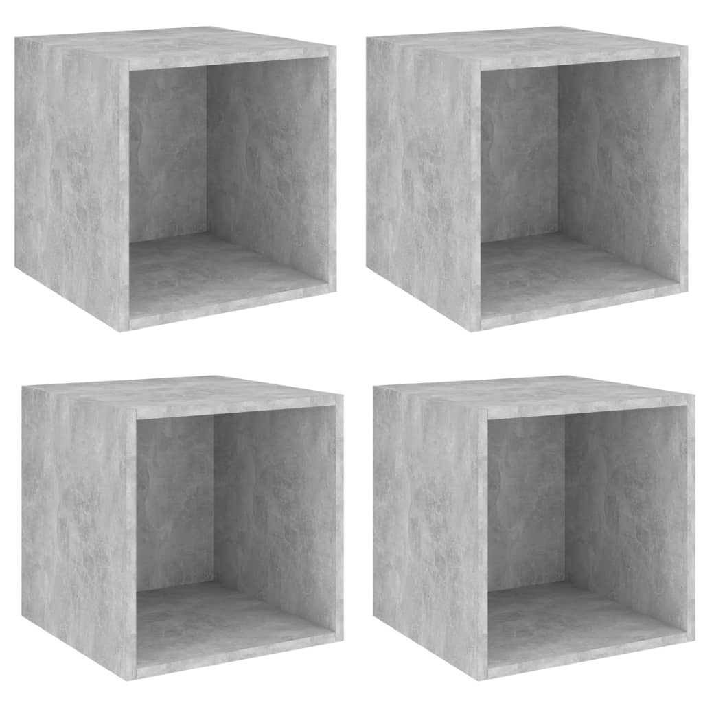 Wandschränke 4 Stk. Betongrau 37x37x37 cm Holzwerkstoff