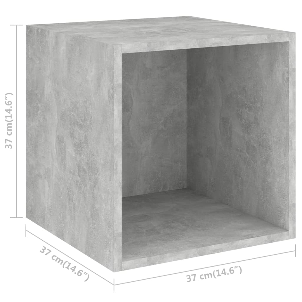 Wandschränke 4 Stk. Betongrau 37x37x37 cm Holzwerkstoff