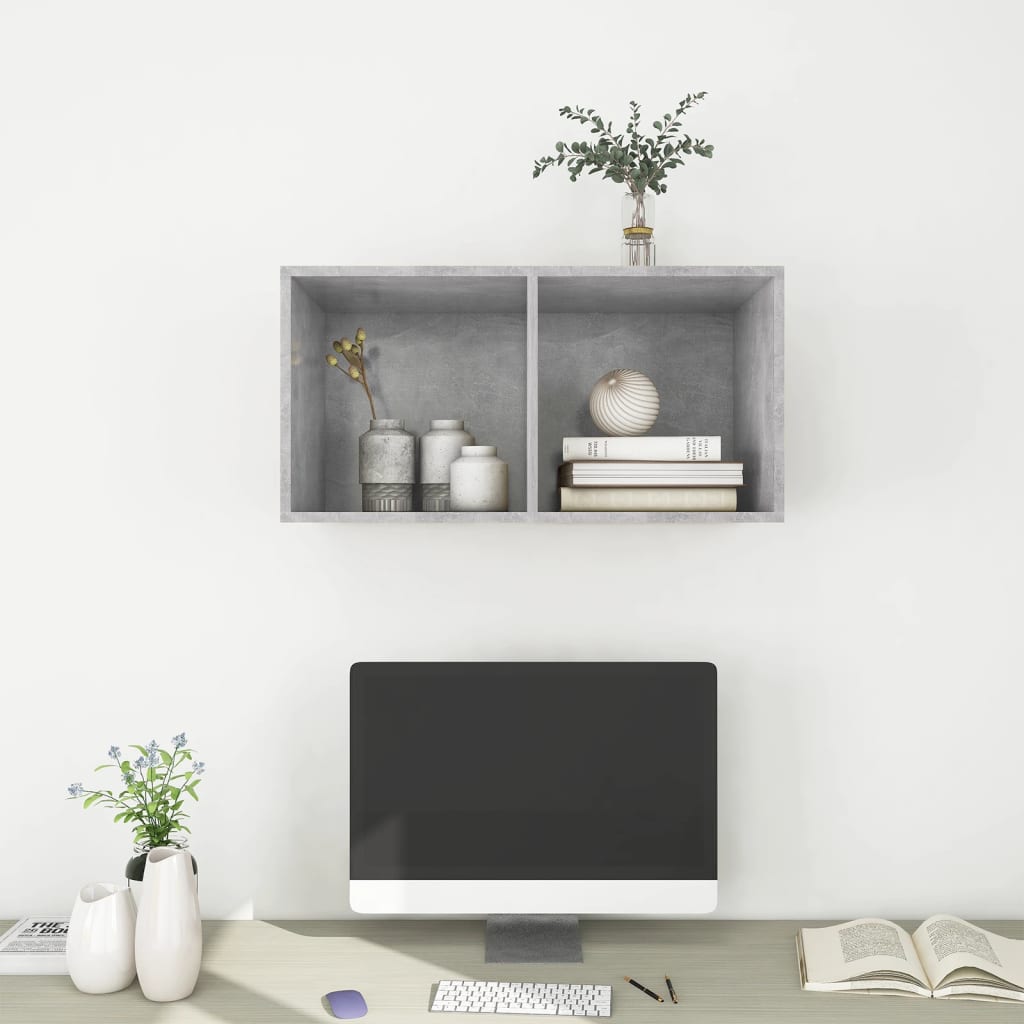 TV-Wandschrank Betongrau 37x37x72 cm Holzwerkstoff