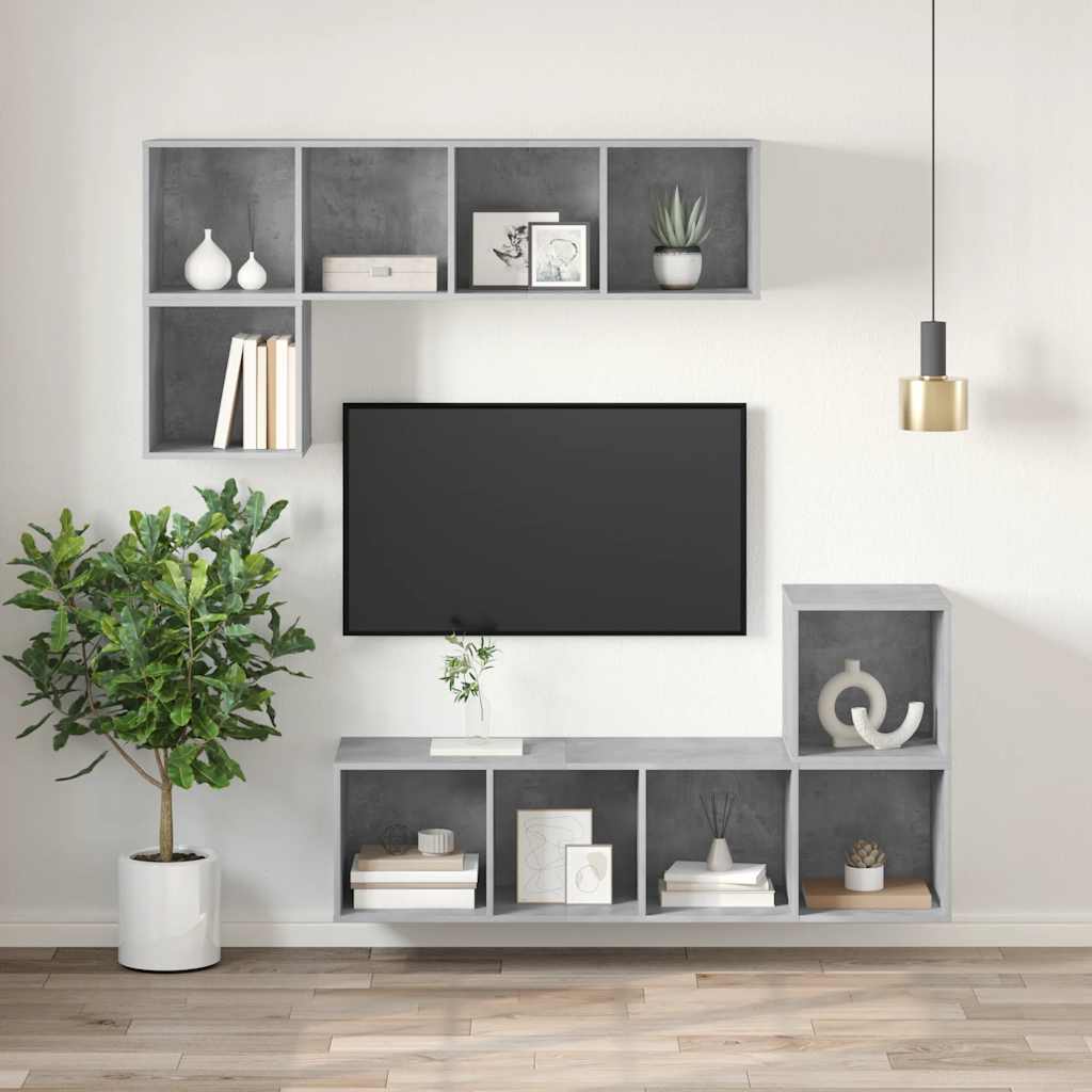 TV-Wandschrank Betongrau 37x37x107 cm Holzwerkstoff