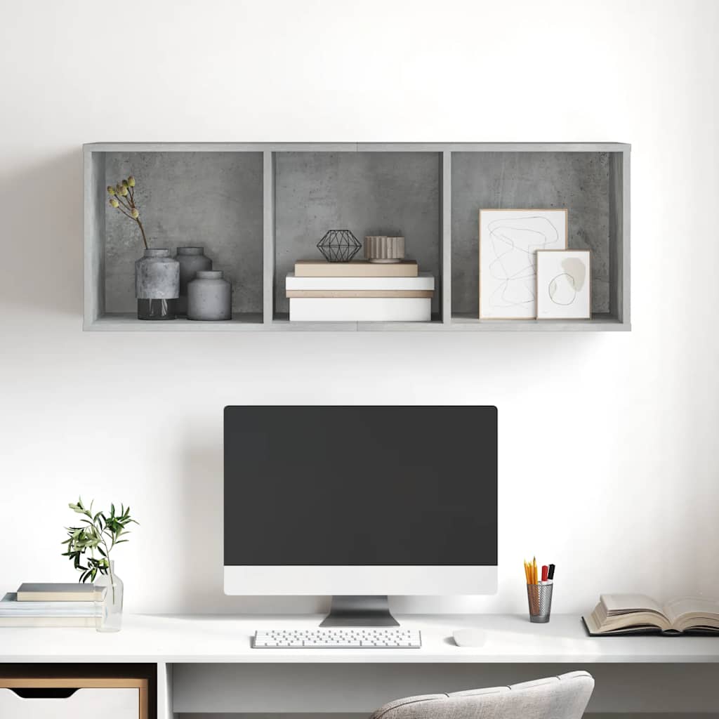 TV-Wandschrank Betongrau 37x37x107 cm Holzwerkstoff
