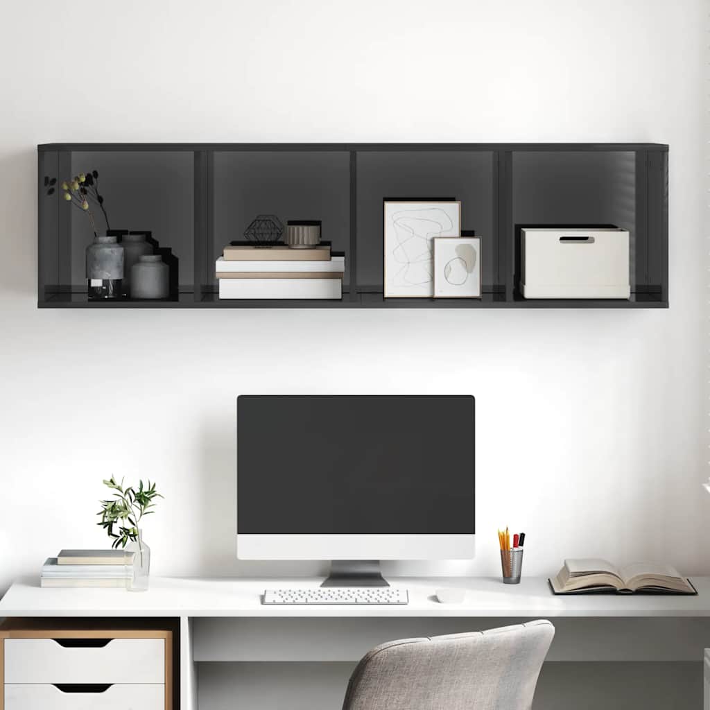 TV-Wandschrank Hochglanz-Grau 37x37x142,5 cm Holzwerkstoff