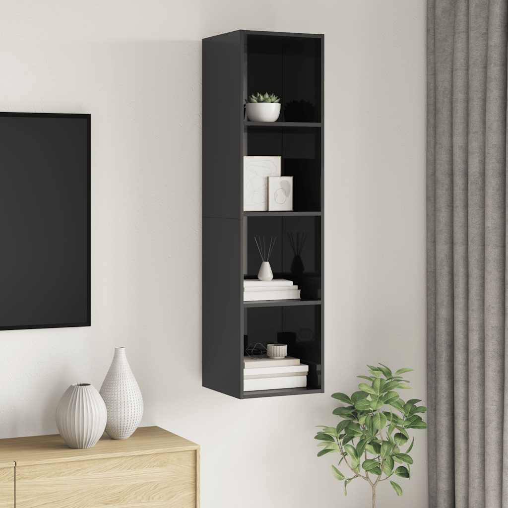 TV-Wandschrank Hochglanz-Grau 37x37x142,5 cm Holzwerkstoff