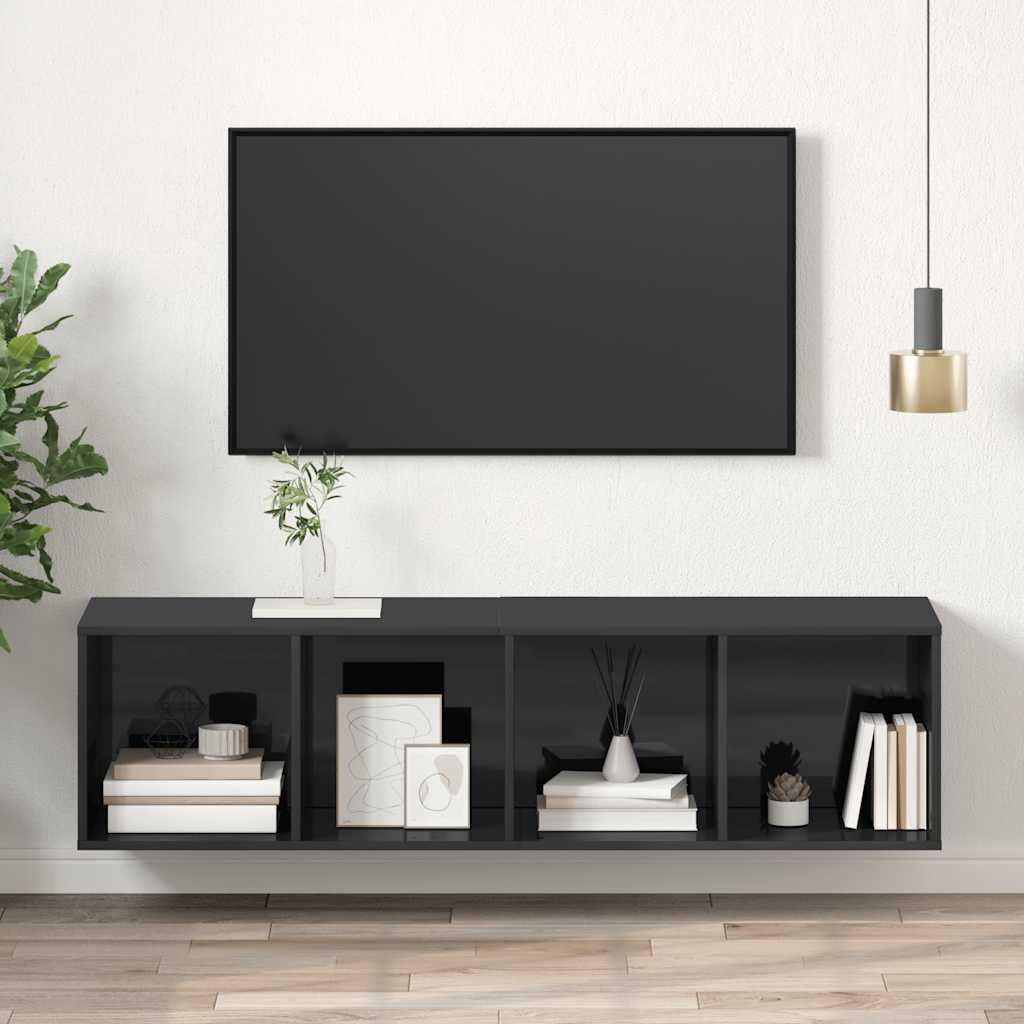TV-Wandschrank Hochglanz-Grau 37x37x142,5 cm Holzwerkstoff