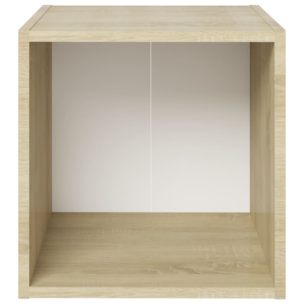 TV-Schrank Weiß und Sonoma-Eiche 37x35x37 cm Holzwerkstoff