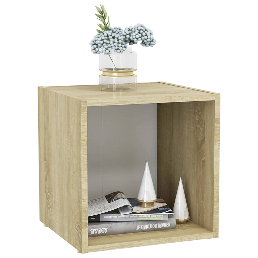 TV-Schrank Weiß und Sonoma-Eiche 37x35x37 cm Holzwerkstoff