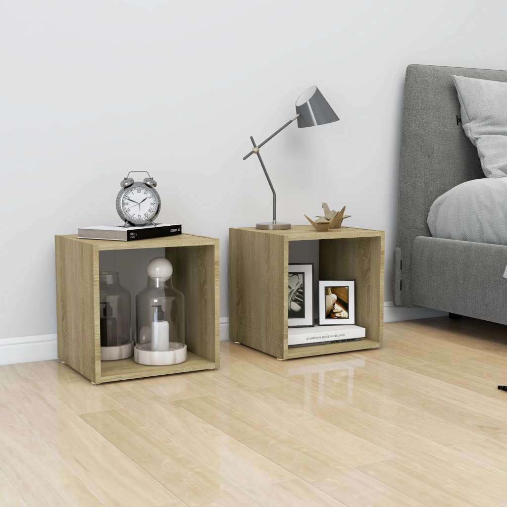 TV-Schrank Weiß und Sonoma-Eiche 37x35x37 cm Holzwerkstoff