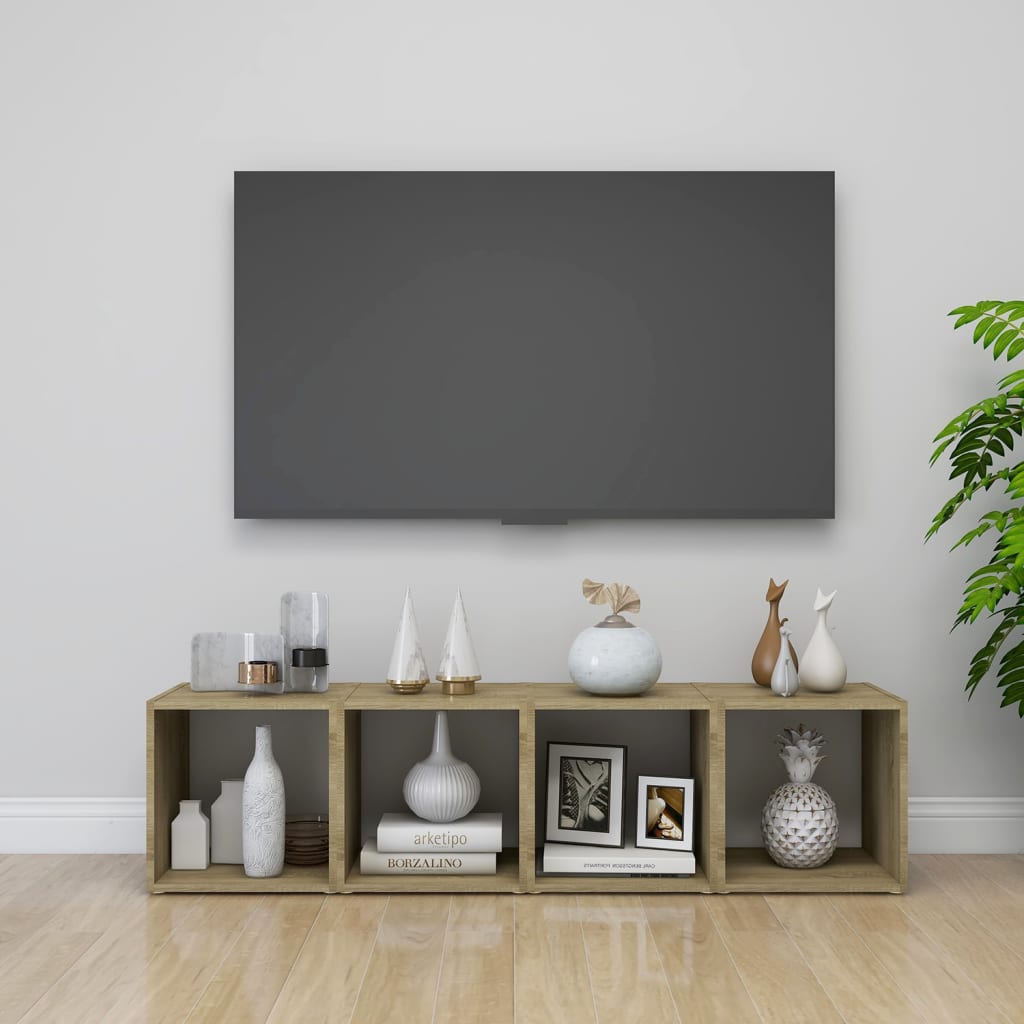 TV-Schrank Weiß und Sonoma-Eiche 37x35x37 cm Holzwerkstoff