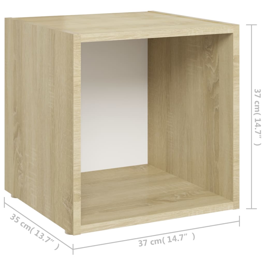 TV-Schrank Weiß und Sonoma-Eiche 37x35x37 cm Holzwerkstoff