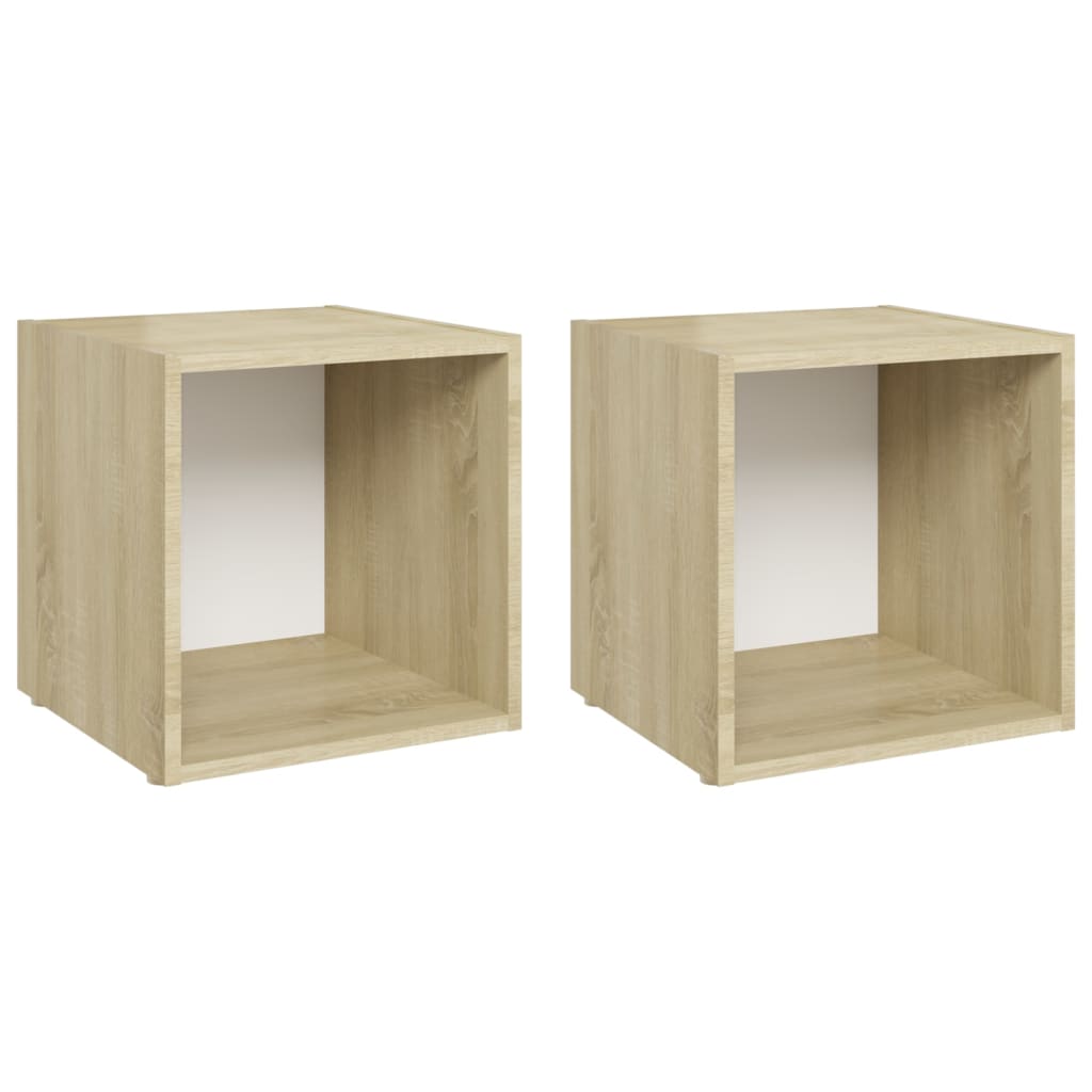 TV-Schränke 2 Stk. Weiß Sonoma-Eiche 37x35x37 cm Holzwerkstoff
