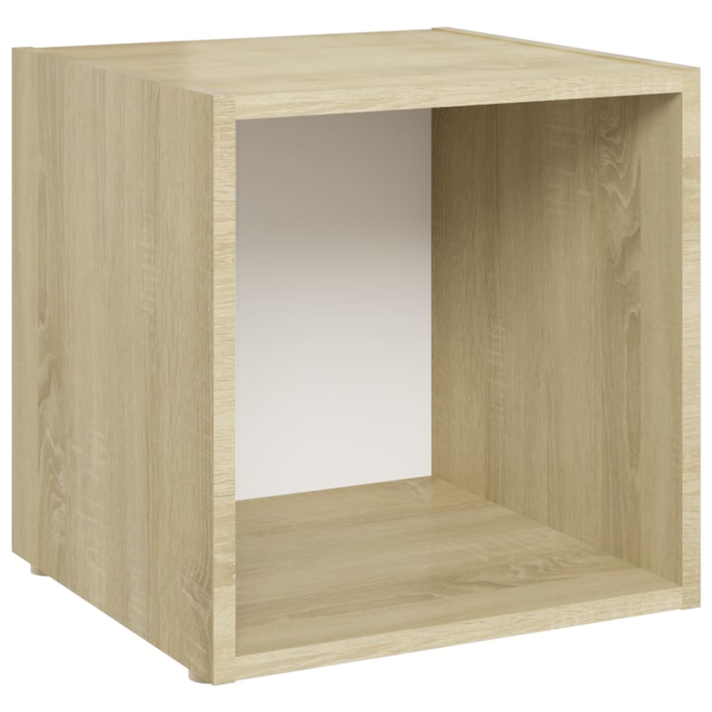 TV-Schränke 2 Stk. Weiß Sonoma-Eiche 37x35x37 cm Holzwerkstoff