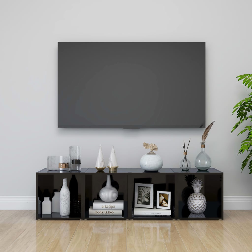 TV-Schrank Hochglanz-Schwarz 37x35x37 cm Holzwerkstoff