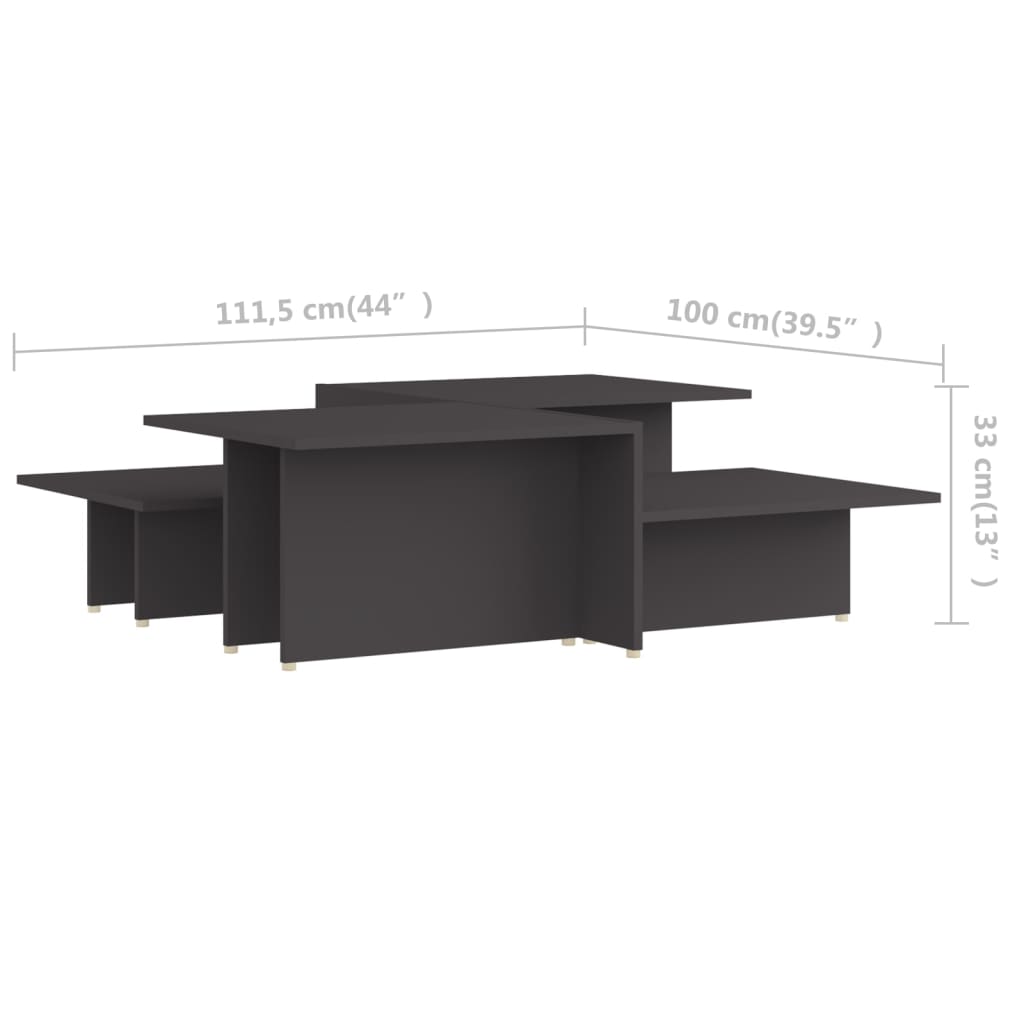 Couchtische 2 Stk. Grau 111,5x50x33 cm Holzwerkstoff