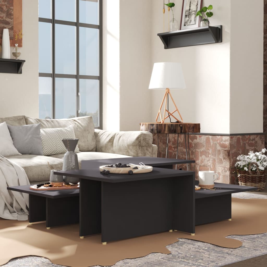 Couchtische 2 Stk. Grau 111,5x50x33 cm Holzwerkstoff