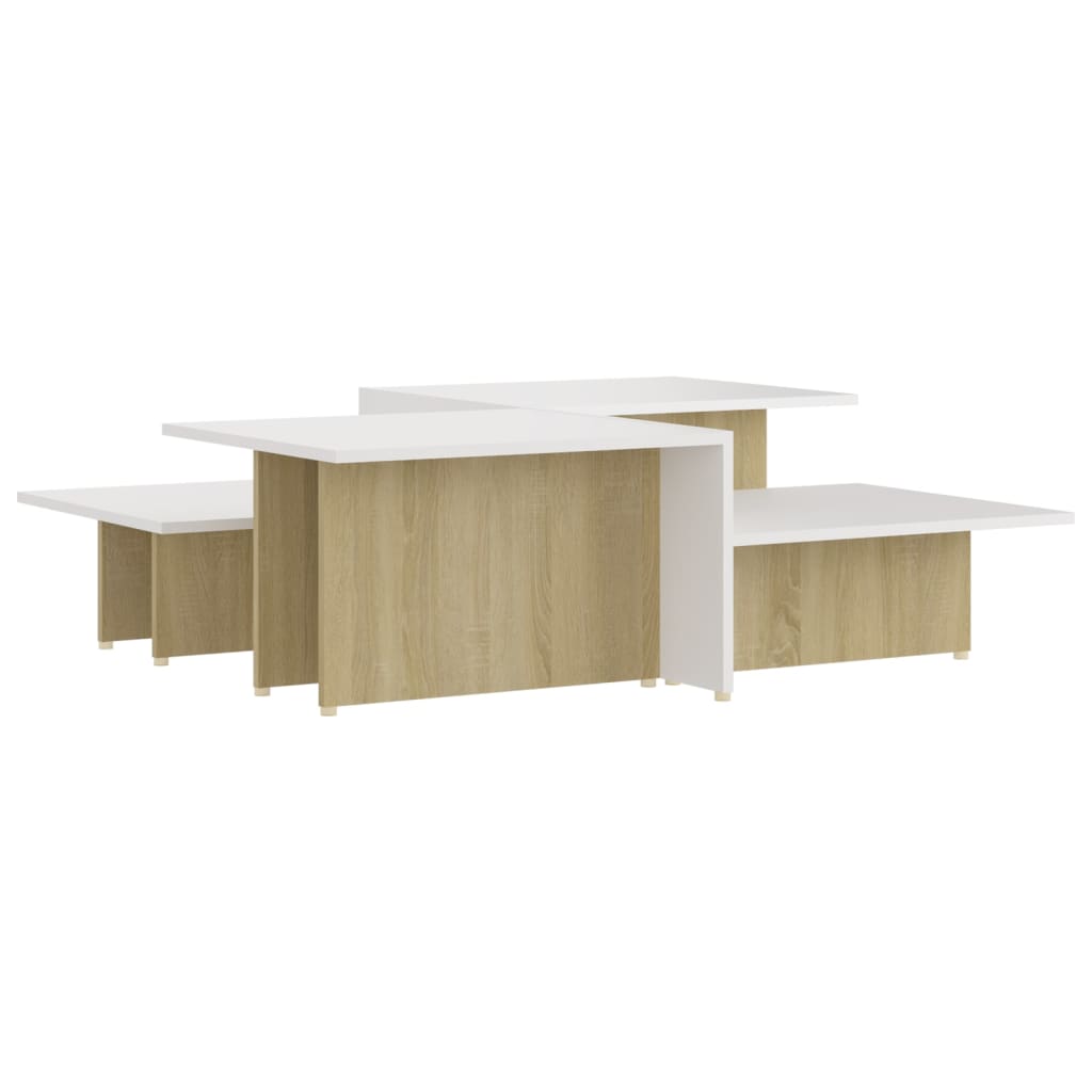 Couchtische 2Stk. Sonoma-Eiche Weiß 111,5x50x33cm Holzwerkstoff