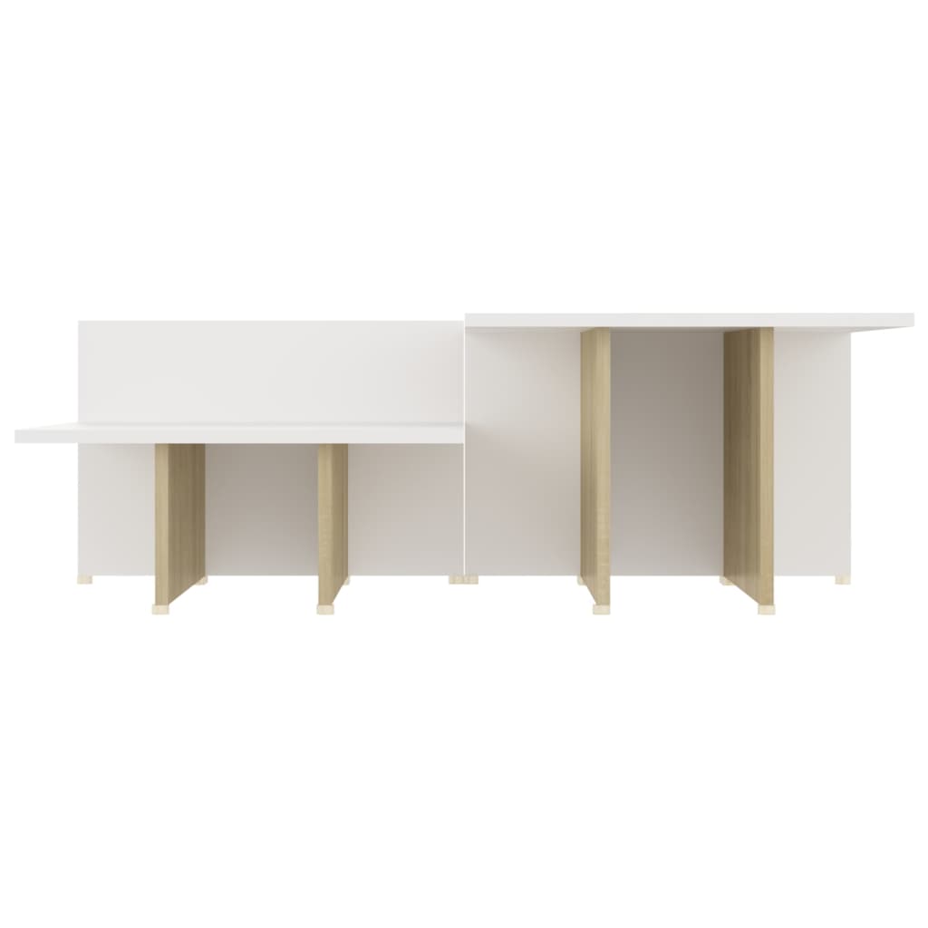 Couchtische 2Stk. Sonoma-Eiche Weiß 111,5x50x33cm Holzwerkstoff