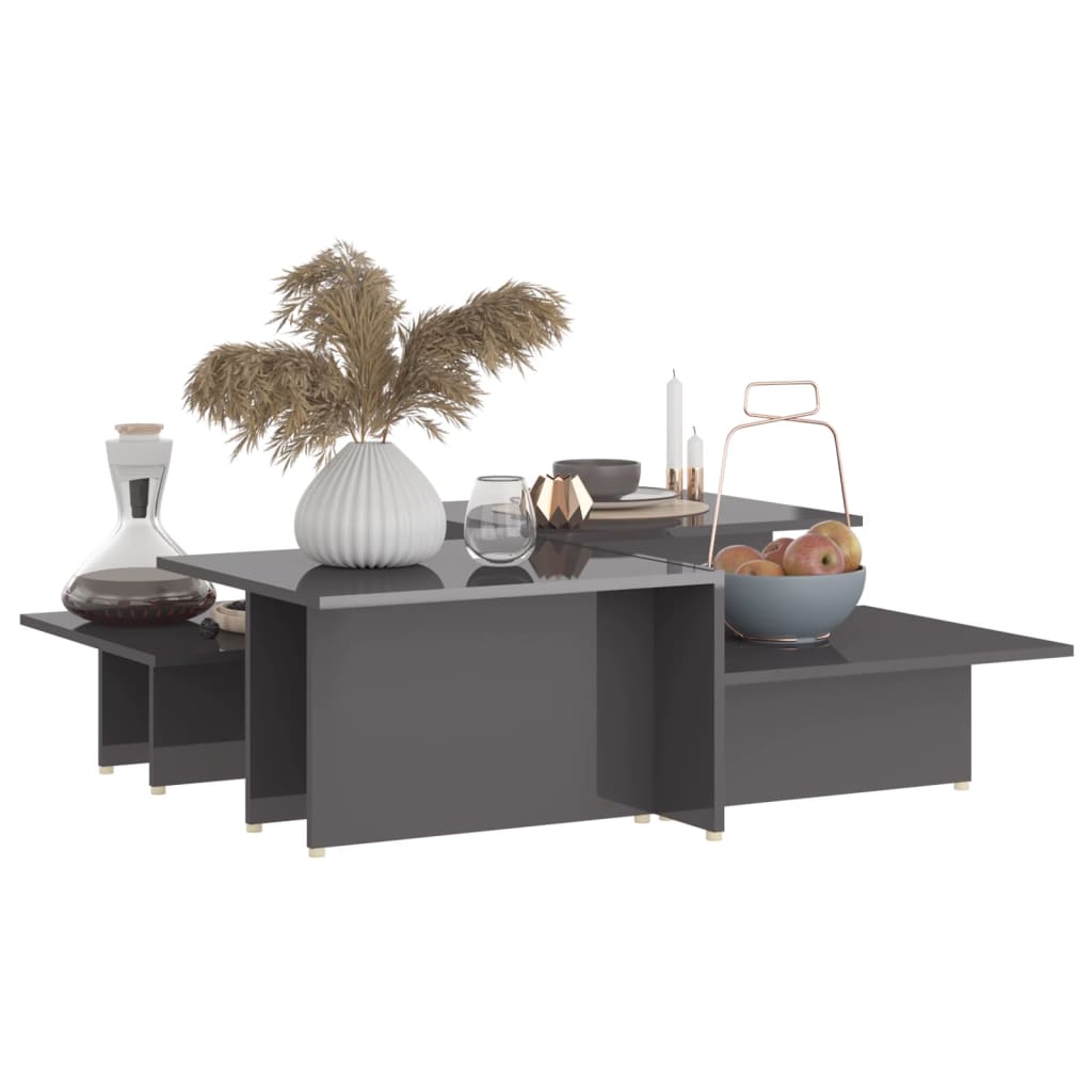 Couchtische 2 Stk. Hochglanz-Grau 111,5x50x33 cm Holzwerkstoff
