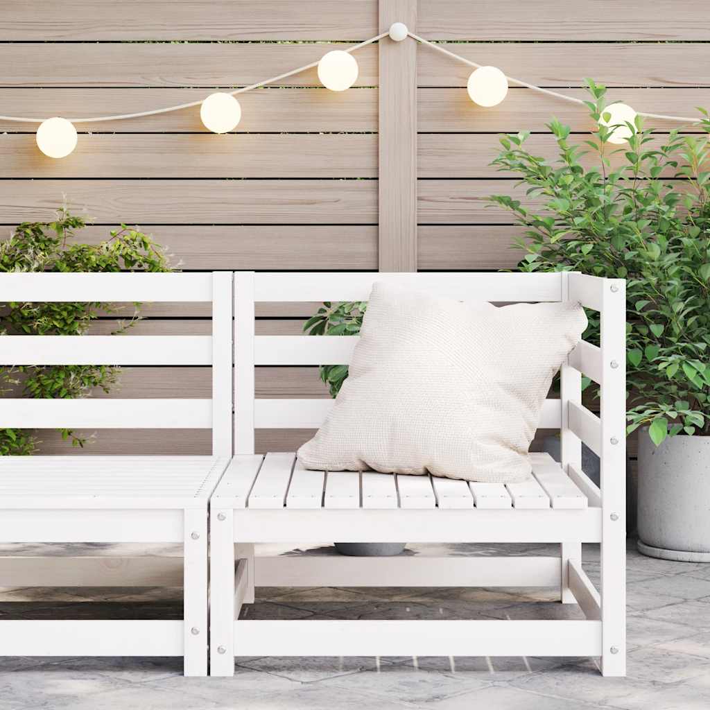 Garten-Ecksofa Weiß Massivholz Kiefer