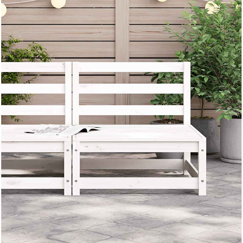Garten-Mittelsofa Weiß Massivholz Kiefer