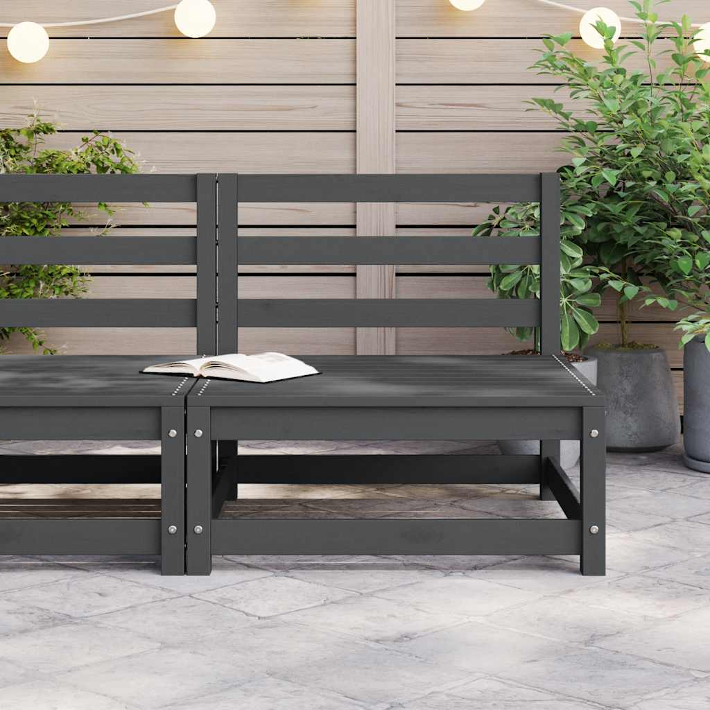 Garten-Mittelsofa Grau Massivholz Kiefer