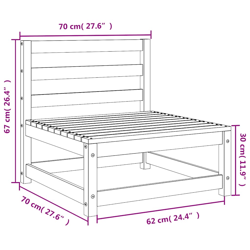 Garten-Mittelsofa Grau Massivholz Kiefer
