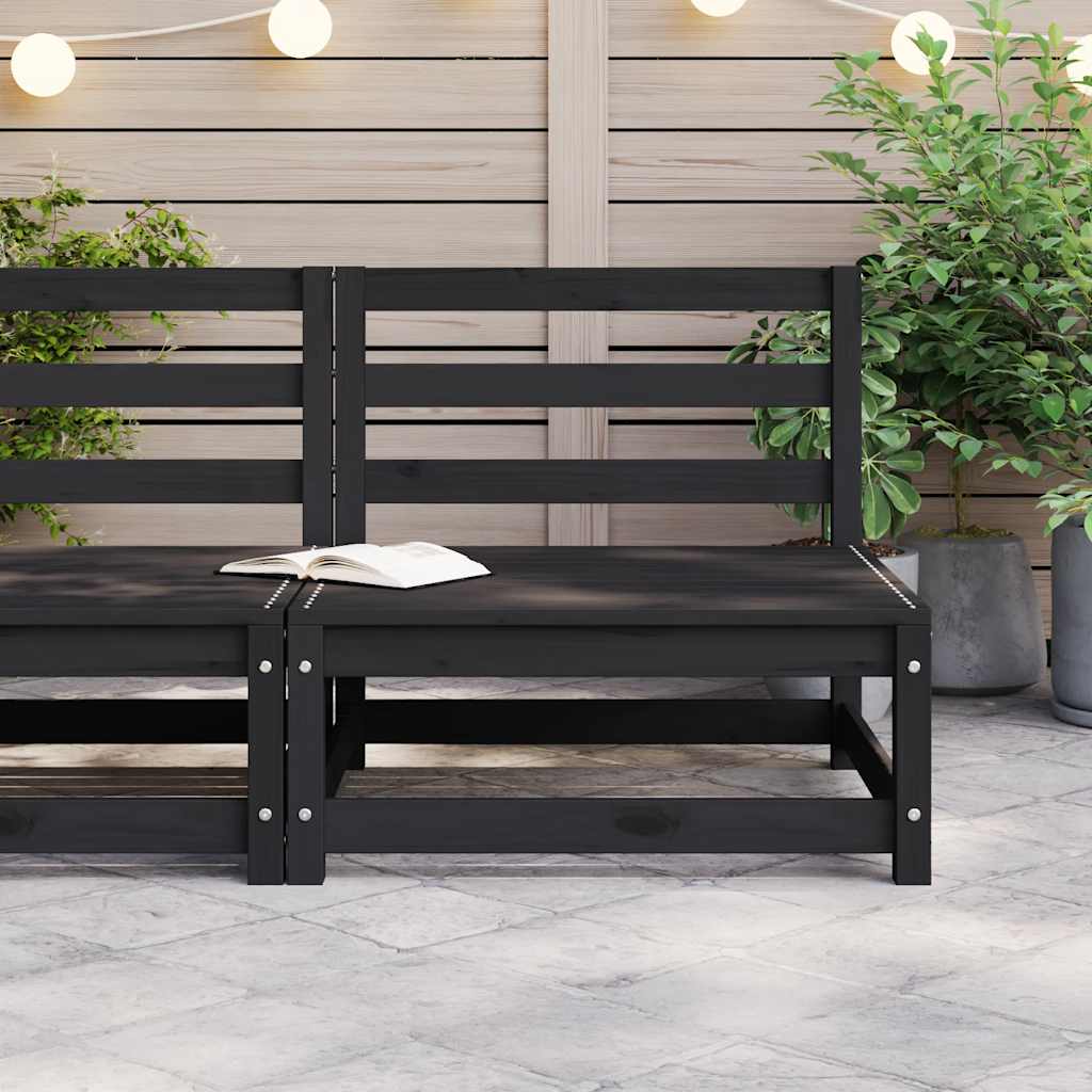 Garten-Mittelsofa Schwarz Massivholz Kiefer