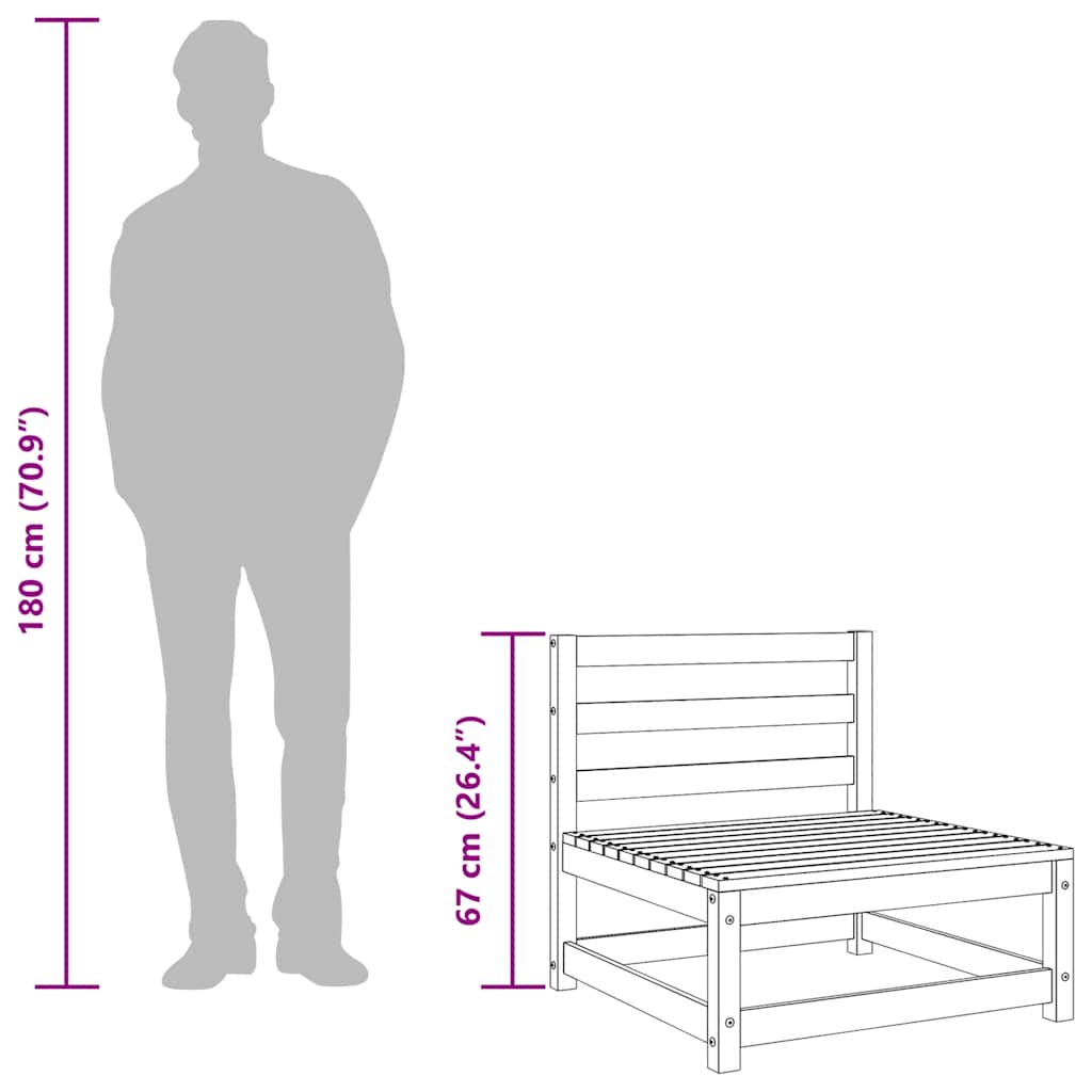 Garten-Mittelsofa Schwarz Massivholz Kiefer